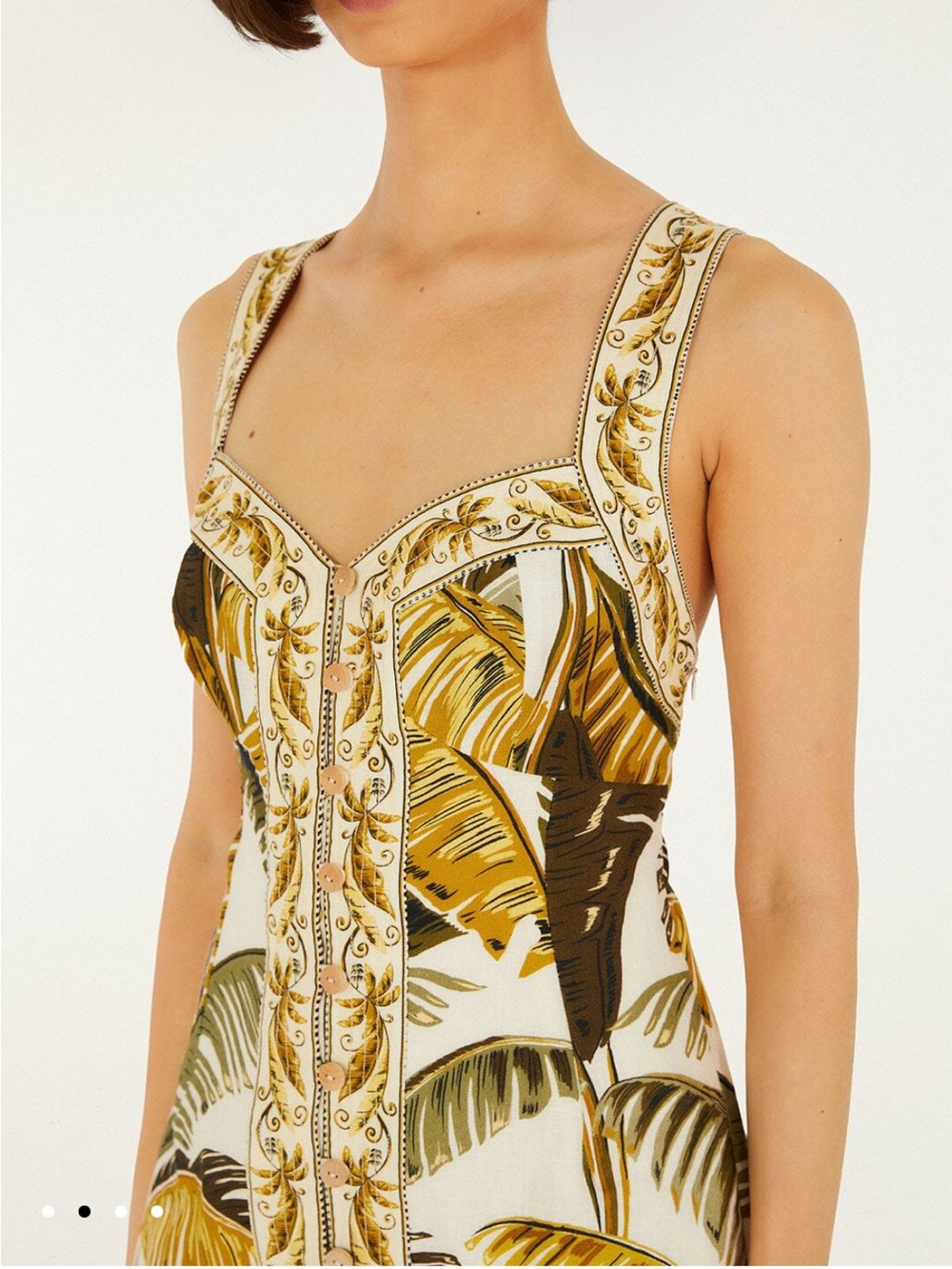 Farm Rio Off-White Trancoso Buttoned Mini Dress - Picture 2 of 11
